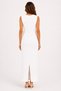 Women's Wide Collar Zero Sleeve Draped Back Slit Detail Maxi Seersucker Dress White - 2