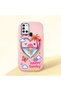 Samsung Galaxy A21S Compatible Case Camera Protective Pink Heart Patterned Silicone Lover Couple Phone Case