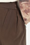Asymmetrical Closure Wide Leg Modal Trousers - Brown - 2