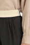 Elastic Waist Pleated Trousers with Elasticated Cuffs - Black - 3
