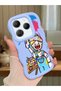 Infinix Hot 40 Pro Compatible Case Camera Protective Blue Silicone Couple Phone Case Cartoon Pattern
