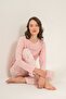 Women's Light Pink Long Sleeve Pajama Set, 50% Cotton 50% Modal - 3