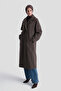 Snap Detailed Striped Cashmere Coat Khaki - 2