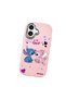 iPhone 17 Compatible Case Camera Protector Pink Stitch Pattern Silicone Couple Phone Case - 3