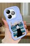 Infinix Hot 40I Compatible Case Camera Protector Blue Silicone Couple Phone Case Dog Pattern