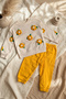 Daisy Bloom Floral Patterned Cream Sweatshirt and Mustard Sweatpants Cotton Two-Piece Baby Set - 5