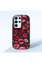 Samsung Galaxy S23 Ultra Compatible Case Camera Protector Black Kiss Patterned Silicone Lover Couple Phone Case