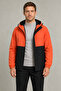 Men's Orange Black Water Resistant Hooded Zippered Raincoat&Windbreaker - 3