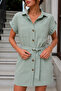 Women's Button Front Belted Mini Dress - 3