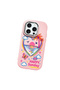 iPhone 16 Pro Compatible Case Camera Protector Pink Heart Pattern Silicone Lover Couple Phone Case - 3