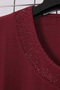 Women's Plus Size Lycra Bicycle Collar Stoned Three Quarter Sleeve Mother T-Shirt Combed Cotton Blouse - 5