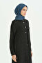 Plus Size Pocket Detailed Shirt Collar Lyocell Tunic - Black - 2