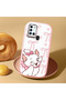 Samsung Galaxy A21S Compatible Case Camera Protective Pink Cartoon Patterned Silicone Beloved Couple Phone Case - 2