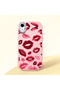 iPhone Xr Compatible Case Camera Protector Pink Kiss Pattern Silicone Lover Couple Phone Case