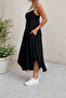Elegant and Comfortable Women's Contrast Strap Detailed Asymmetrical Cut Loose Dress - 2