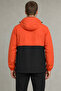 Men's Orange Black Water Resistant Hooded Zippered Raincoat&Windbreaker - 5