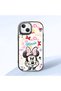 iPhone 13 Compatible Case Camera Protector Black Minnie Patterned Silicone Lover Couple Phone Case