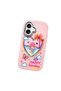 iPhone 16 Compatible Case Camera Protector Pink Heart Pattern Silicone Lover Couple Phone Case - 3