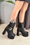 Women's Lorenza Black 12 cm Platform Heeled Women's Boots K-2030 - 5