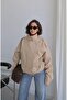 Women's Stand-Up Collar Water-Repellent Fabric Bomber Jacket with Embellishments Beige - 2