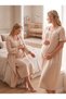 New Season Beige Muslin Fabric Special Design Short Sleeve 100% Cotton Maternity Dressing Gown Nightgown Set with Easy Breastfeeding Feature - 7