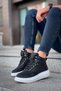 Zrk-X0994 Premium Black and White High Sole Men's Lace-Up Sports Boots - 5