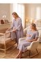New Season Gray Muslin Fabric Special Design Short Sleeve 100% Cotton Maternity Nightgown Set with Easy Breastfeeding Feature - 2