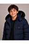 Men's Navy Blue Removable Hooded Water and Windproof Children's Coat and Coat - 2