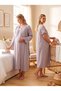 New Season Gray Muslin Fabric Special Design Short Sleeve 100% Cotton Maternity Nightgown Set with Easy Breastfeeding Feature - 3