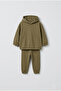 Basic Şardonlu Hooded Set 2-7 Years Khaki