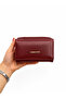 Women's Soft Faux Leather Multi-Card Holder Zippered Wallet Burgundy - 2