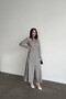 Women's Woven Fabric Maxi Length Striped Shirt Dress Suitable for Tesettüre - 4