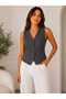 Women's Classic Vest - Stylish and Elegant V-Neck Vest with Buttoned Pockets