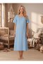 New Season Indigo Muslin Fabric 100% Soft Textured Maternity Nightgown - 3