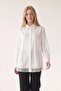 Tulle Detail Cotton Shirt 230171 White - 2