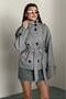 Arven Standing Collar Belted Short Lined Checked Coat Gray