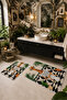 Beige Green Newspaper-Reading Giraffe Patterned Bath Mat Set of 2 - 8