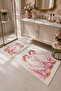White Pink Bath Mat with Duck Pattern and Bathrobe, Set of 2 - 8