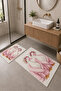White Pink Bath Mat with Duck Pattern and Bathrobe, Set of 2 - 2