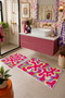 Pink Yellow Abstract Wave Pattern Non-Slip Base Bath Mat Set of 2 - 4