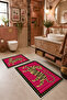 Fuchsia Green Tiger Patterned Non-Slip Base Bath Mat Set of 2 - 4