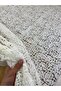 Off-White Wool Yarn Embroidered Sequined Tulle Fabric (135 cm) - Special Design and Dressmaking Fabric - 4