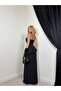 Women's Black Halter Neckline Slit Bodycon Maxi Evening Dress - 4