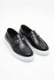 Zrk-X027 Premium Black and White Patent Leather g Buckle Laceless Men's Loafer