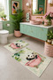 White Light Green Panda Patterned Non-Slip Base Bath Mat Set of 2 - 7