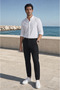 Men's Black Classic Fabric Trousers Slim Fit Lycra Ankle Length Narrow Leg - 4