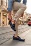 31058 Navy Blue Leather Genuine Leather Loafer Men's Ballet Flats Men's Shoes - 2