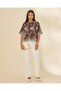 Women Brown Floral Embroidered Blouse - 2