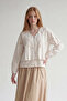 Levidor Fırfor Detailed Front Zipper Jacket 510117 White - 2