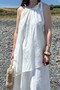 Ekru1 Asymmetric Cut Bluz and Skirt Set with Tie-Up Detail at the Collar Rob39832 - 6